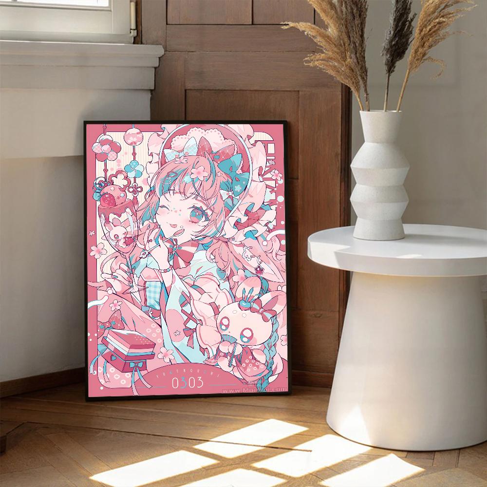 Popular Cute Anime Girls NEEDY GIRL OVERDOSE Miku Classic Anime Poster Waterproof Paper Sticker Coffee House Bar Room Wall Decor