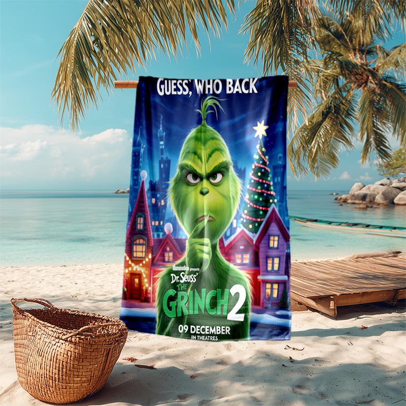 Christmas Gift Oscar Comedy Movie How the Grinch Stole Christmas soft beach towel outdoor camping vacation swinging beach scarf decorative blanket B22