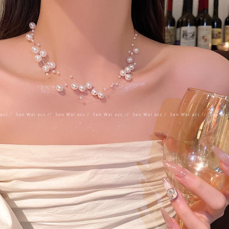 

Корейское ожерелье из барочного жемчуга высокого класса - Легкая роскошь, бисерная цепочка на ключицу для женщин