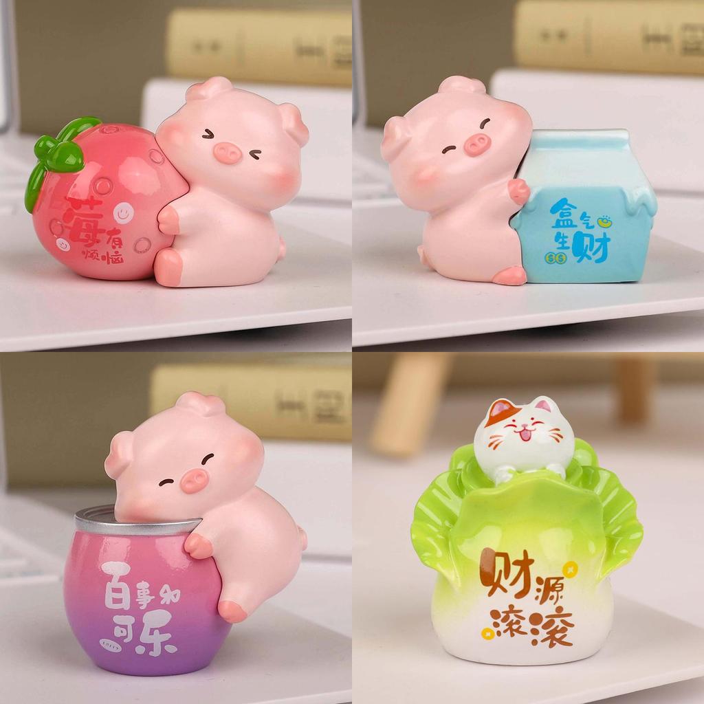 Fruits Cat Resin Art Piece Cute Desktop Ornament For Home And Celebration