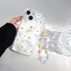 Clear Floral Leaf Chain Strap 3D Wave Case For IPhone 17 16 15 14 13 12 11 Pro Max 17 Pro 17 Air 16e 16 Plus 13 Mini Soft Cover