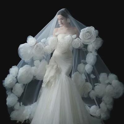 Romantic Rose Flower Bridal Veil for Wedding Photography - Headdress Hair Accessory