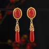 Xizang few earrings Nepal gold Tibetan style long earrings Tibetan women's earrings Tibetan clothing accessories