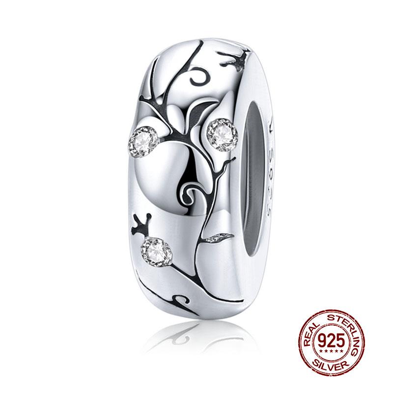 WOSTU 925 Silver Animal Cat Charm Pendant Heart Family Ladybug Bee Beads Fit Original Bracelet DIY Jewelry For Women