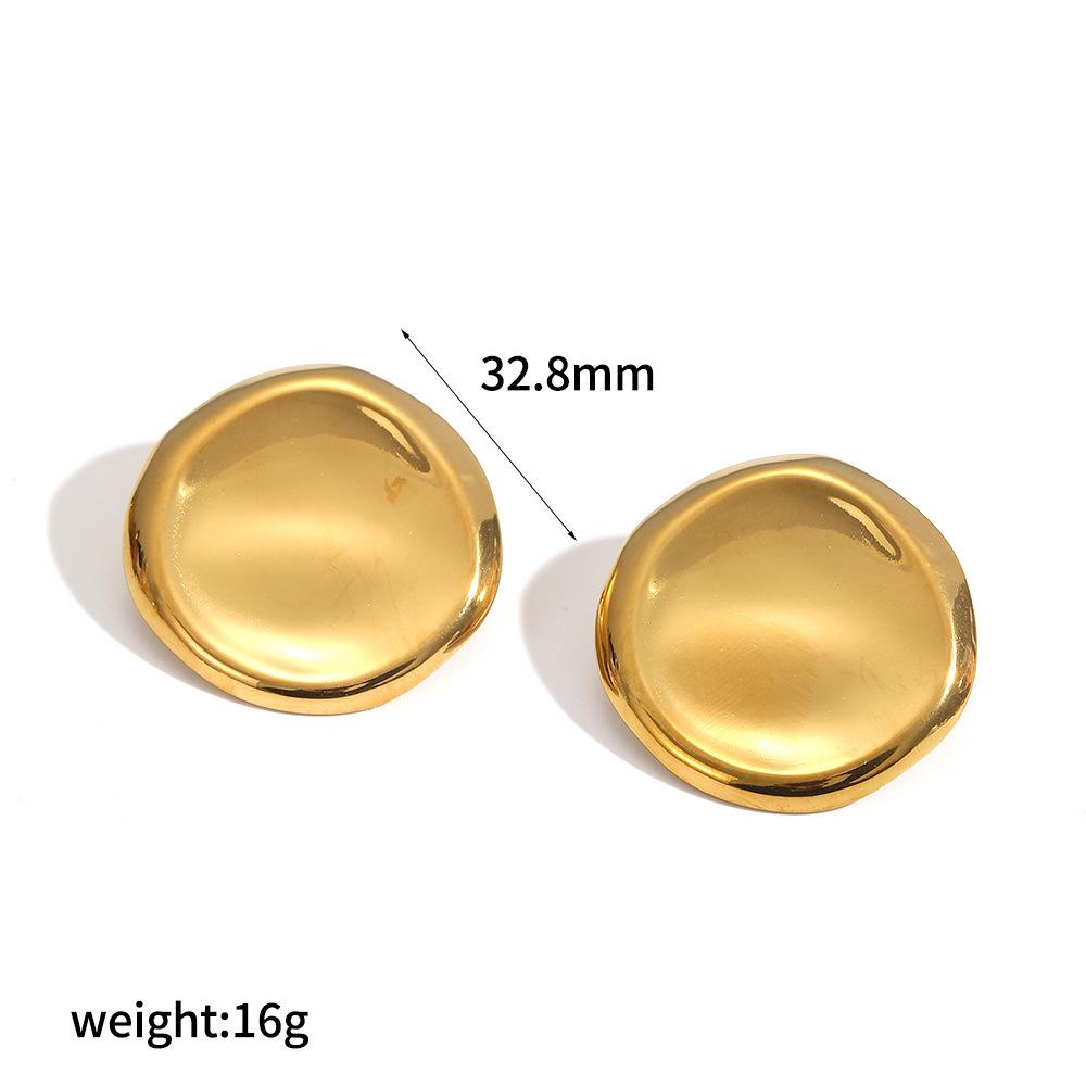 Stainless Steel Minimalist Oval PVD Plated Gold Mixed Color Ear Stud Women's Daily Waterproof Jewelry Accessorie Earrings