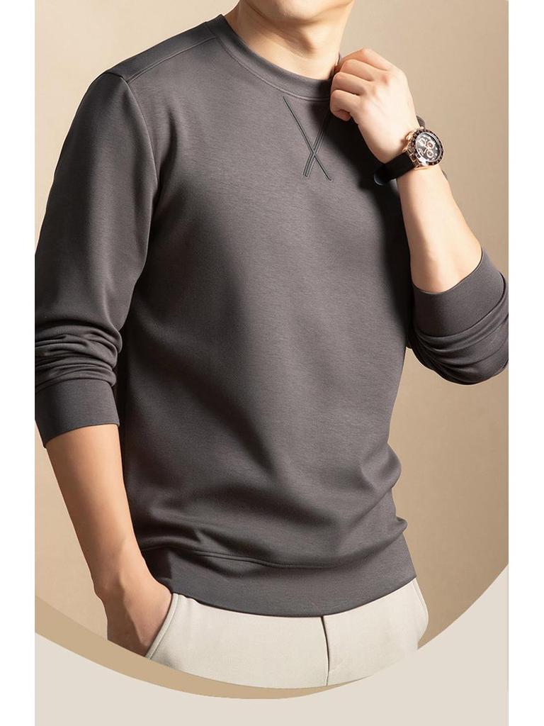 2025 Spring/Autumn Men's Trendy Long Sleeve Sweatshirt: Luxurious Casual Crew Neck Top
