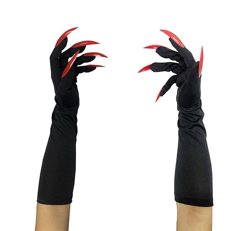 Fashionable Red Long Nail Ghost Claw Gloves Cool Halloween Costume Accessory Cosplay Party Props