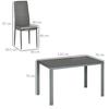 5-Piece Kitchen Dining Table Set with 4 Faux Leather Metal Frame Chairs Glass Tabletop Desk for Dining Room, Kitchen, Dinette, Grey
