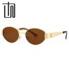 Trendy Oval Frame Metal Sunglasses 9521 - European & American Style