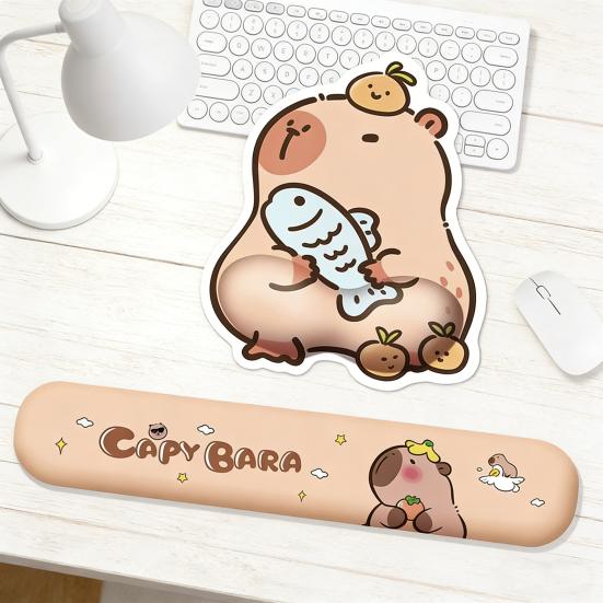 1/2Pcs Capybara Mouse Pad Keyboard Wrist Rest Non-Slip Rubber Base Mousepad Ergonomic Pain Relief Wrist Support Cushion PC Accessory