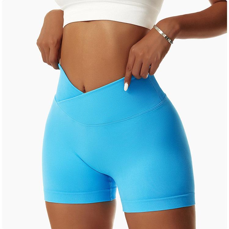 V-Waist Peach Hip Lifting Tight Shorts, High Waist Yoga Sports Shorts, Running Speed Drying Seamless Yoga Women'S Pants