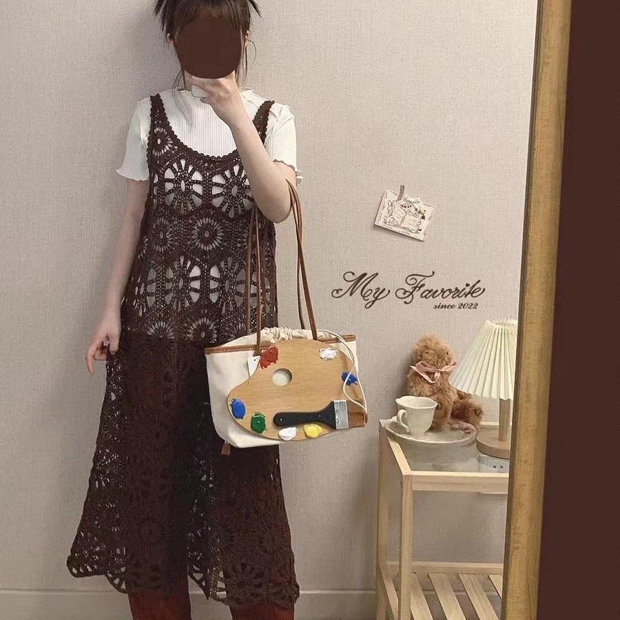 

Японское длинное летнее платье на бретельках с вырезами, вдохновленное французским стилем, элегантная одежда для светских львиц больших размеров. Default