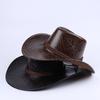 Vintage Sun Shield Hat Widen Brim Western Hat Vintage Leather Western Hat for Men Women Hiking Camping Fishing Travel