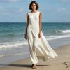 Women's Sleeveless Cotton Linen Dress Casual Irregular Hem