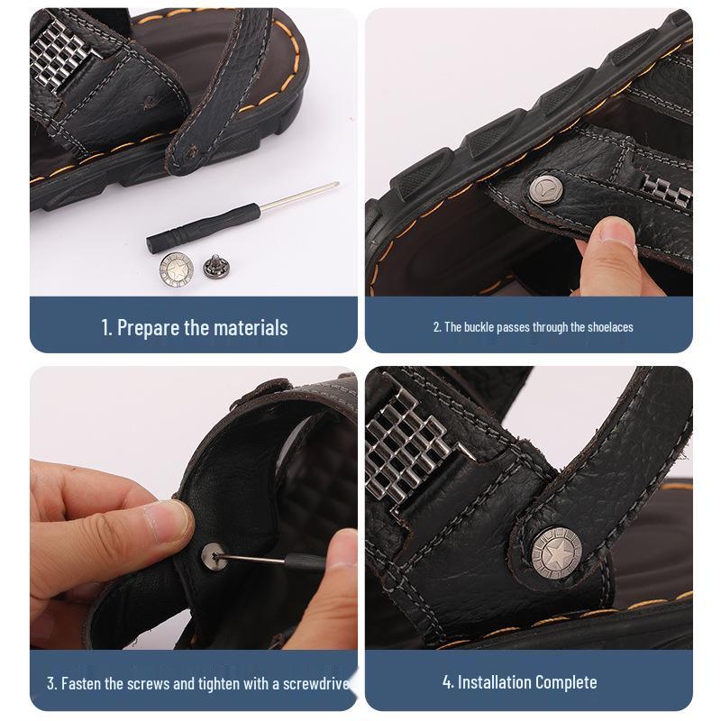 Men's Sandals: Nail-Free Beach Slippers with Adjustable Metal Rivet Buckle