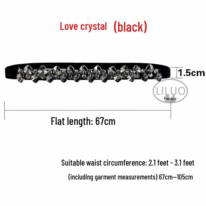 Crystal Rhinestone Elastic Waist Belt for Women's Dresses and Sweaters