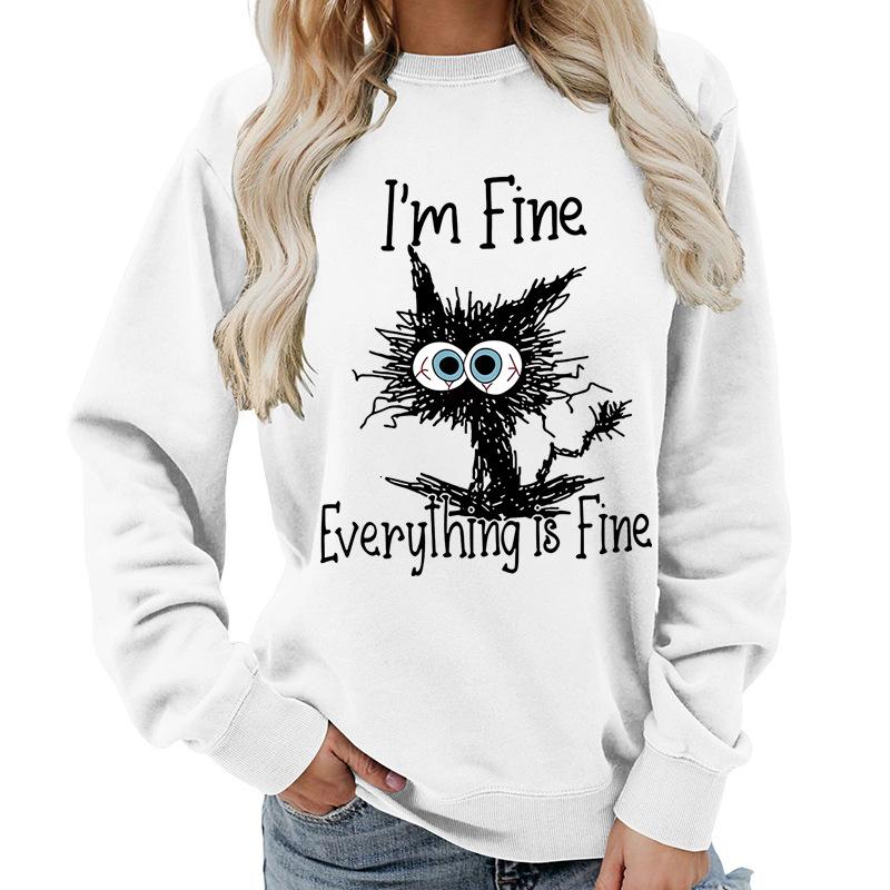 Weekends Printed Round Neck Women's Top Sweatshirt for Autumn Winter Casual Loose Fit Pullovers & Long Sleeves Women’s
