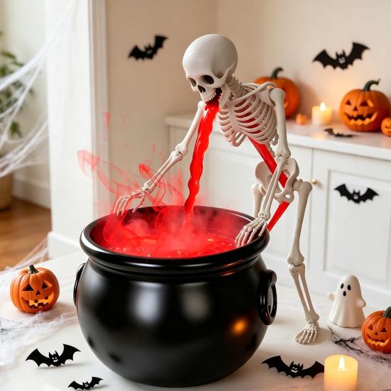 Luz de Noche de Miedo para Decoración del Hogar, Caldero de Bruja de Halloween, Máquina de Niebla, Generador de Niebla Ultrasónico con LED Brillante, Efecto de Humo Hirviendo Realista