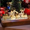 Office Holiday Decor Christmas Acrylic Ornament, Mirrored Golden Silhouette Scene, Decorative Modern Craft Desktop Display for Living Room Fireplace