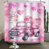 Happy Valentines Day Heart Shower Curtain Red Pink Romantic Falling Love Heart Sweet Lovers Waterproof Bathroom Curtain Decor