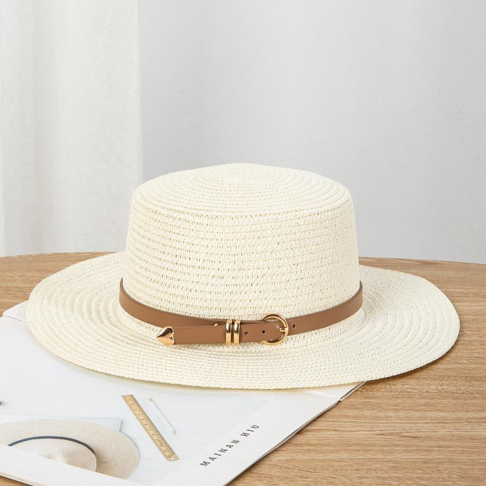 UV Protection Sun Hat Wide-Brimmed Beach Hat Fashion Straw Hat Summer белый