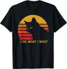 Cat Lovers I Do What I Want Funny Vintage Black Cat T-Shirt