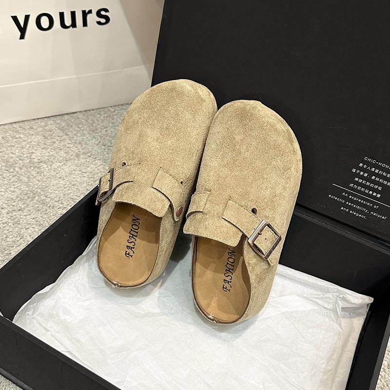 Fashion 2025Spring New Women's Shoes Fashion Suede Leisure Slippers Retro Baotou Half Slippers for Women Outdoor Non Slip Beach Slippers
