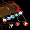 Halloween Light Up Pumpkin Necklace LED Glowing Christmas Pendant Mardi Gras Party Favor Gift for Kids Beaded Accessory