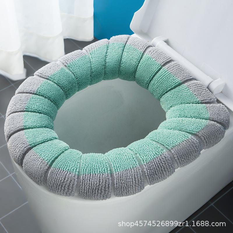 Pletený polštář na toaletní sedátko ve tvaru O s kresleným motivem - silný, pratelný potah