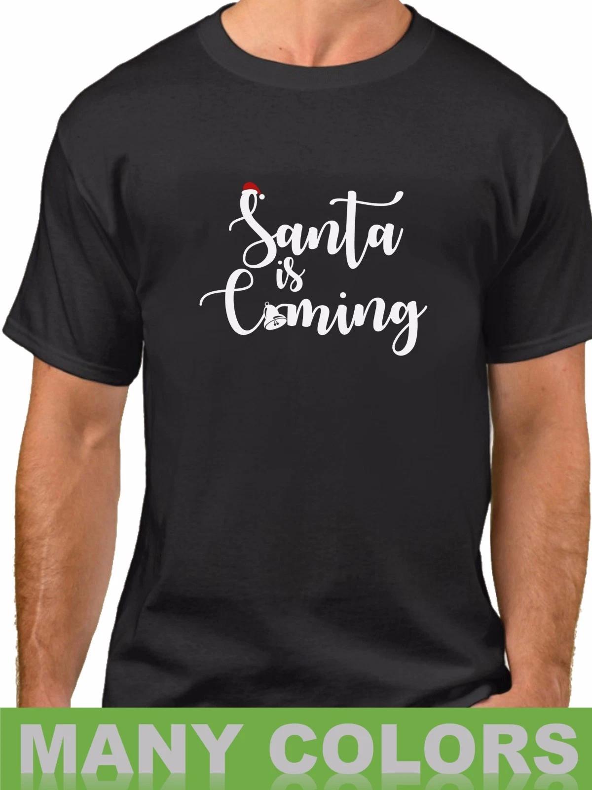 Santa Is Coming Shirt Funny Christmas Tee Cute Holiday X-mas Gift Party Men L