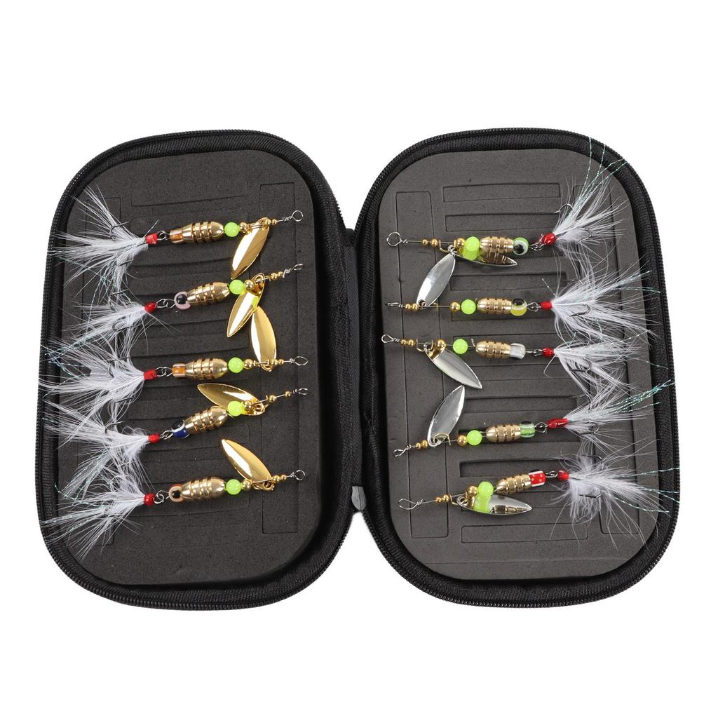 10 ks flitrů rotační rybářské návnady péřové háčky z vysoce uhlíkové oceli odolné vůči slané vodě