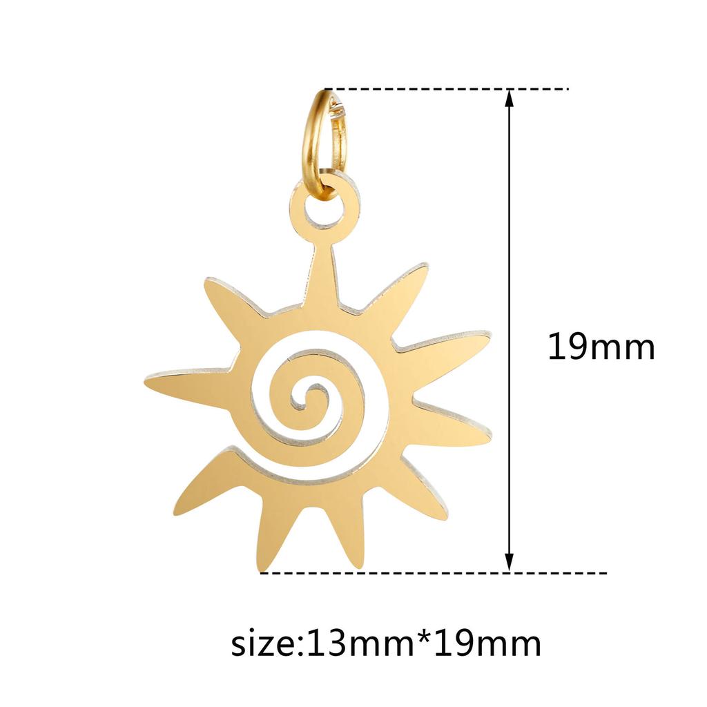 5Pcs Stainless Steel Twist Sun Charms 13mmx19mm Spiral Pendants for DIY Jewelry Making Craft Accessories