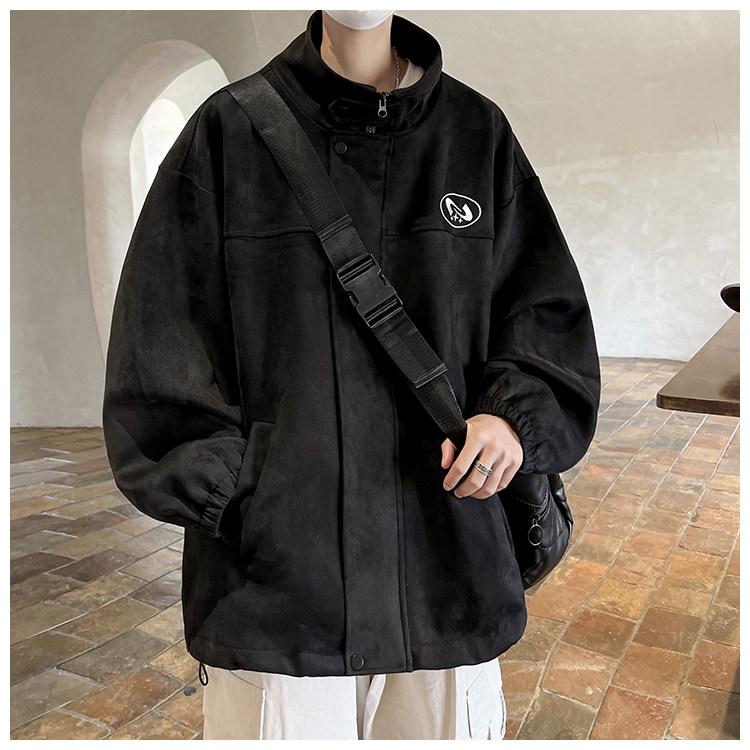 Men's Retro Heavyweight Suede Stand-up Collar Winter Jacket - Casual, Versatile, Trendy Outerwear