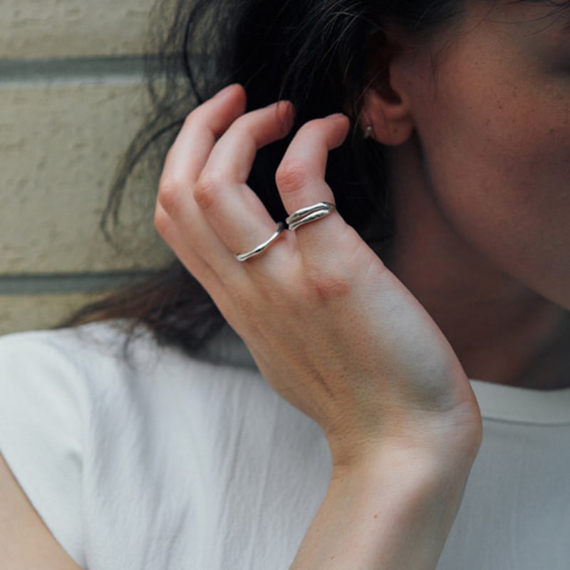 green [925 silver] Five.silver.220 / baby brin ring