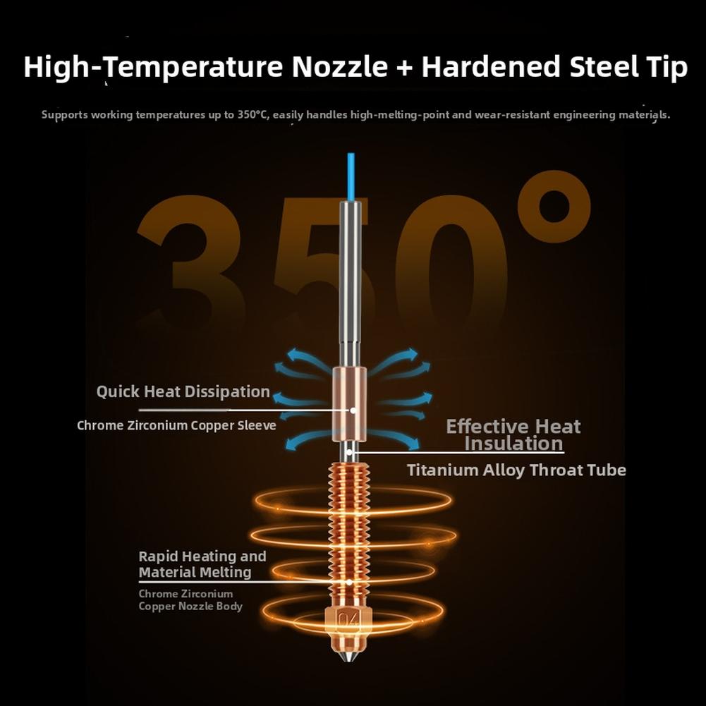 Hardened Steel Kit K2 PLUS Nozzle Thermal Creep Resistant Stable Temperature Field Smooth Extrusion Improves Interlayer Adhesion