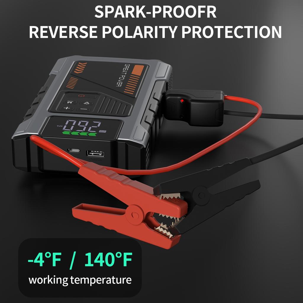 Portable Car Jump Starter with Air Compressor, Jump Starter Battery Pack, 5000A Peak with 150 PSI Tire Inflator, 12V Car Battery Jump Power Pack