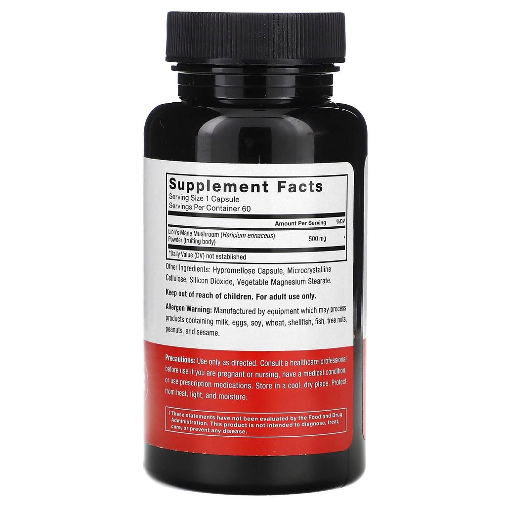 Force Factor Helicopteric Mane Mushroom, 500mg, 60 Veggie Capsules