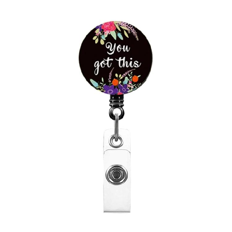 

Flower Print Badge Holder Retractable Badge Holder with Belt Pocket Clip Spring Loaded Badge Holder for Doctor Nurse