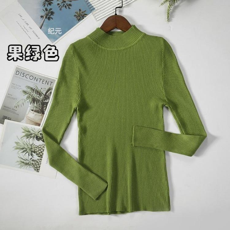 

Autumn Winter Warm Women Turtleneck Sweater Knitted Pullover Minimalist Solid Color Basic Tops