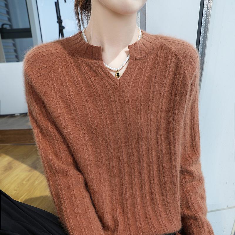 Women's Cashmere Sweater Qinghe Cashmere 30% Cashmere 30% Mink 30% Wool 10% Nylon Women's Autumn and Winter Thick Cashmere Pullover Soft and Warm