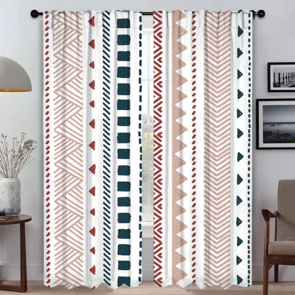 Tulle for Bedroom Bohemian Blackout Curtain for Room 2 Panel Partition Modern Living Room Curtains Halloween Decoration Shades