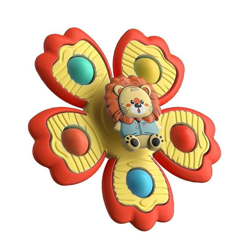 Baby Sucking Toy With Suction Cup Flower Spinner For Bath Water Play And Hand Eye Development