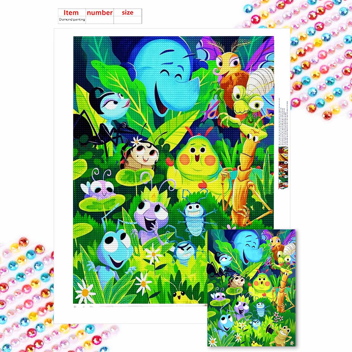 

Алмазная мозаика Красочная алмазная живопись Рай насекомых Полная круглая вышивка Мультяшные креативные хобби Настенный декор Round 20x30cm