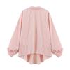 ZR European and American Women's Clothing 1116 Summer New POLO Collar Casual Versatile Striped French Long-sleeved Shirt Top