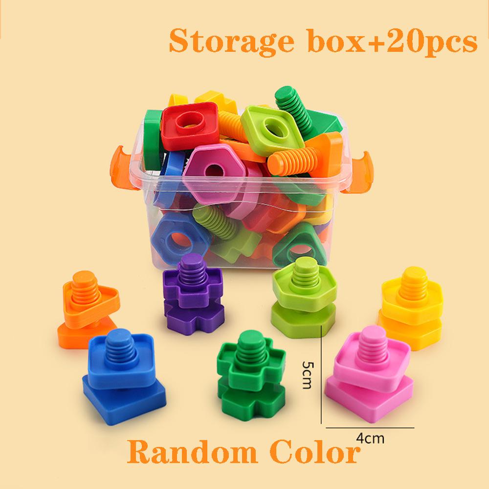 20pcs/10sets Screw Building Blocks - Plastic Nut Shaped Toys for Kids - Educational Montessori Scale Models