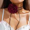 Fabric Flower Choker Necklace Long Tied Rope Lock Collarbone Chain Gift for Girl