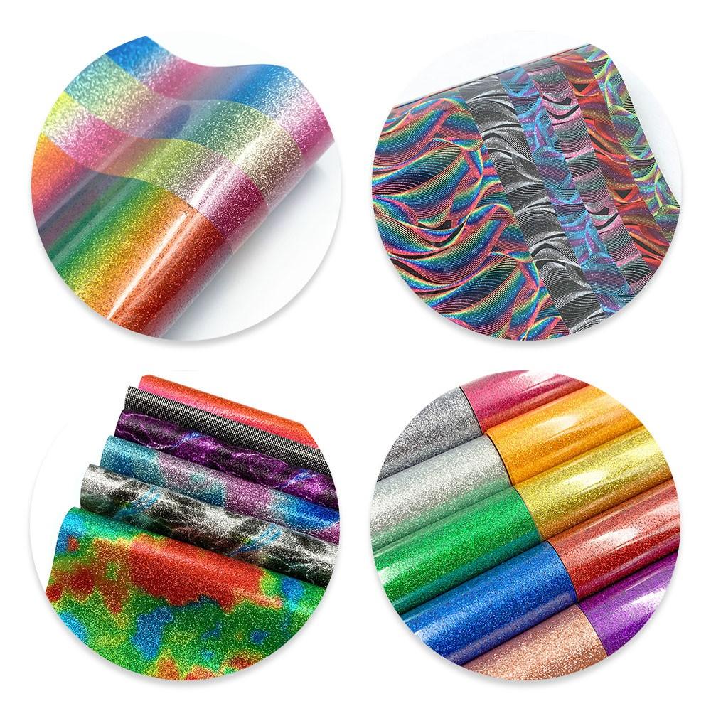 Glitter Heat Transfer Vinyl Film PU HTV Iron On Clothes Vinyl for DIY Tshirt Gifts 38 Assorted Colors Cut by Cameo or Other Tool