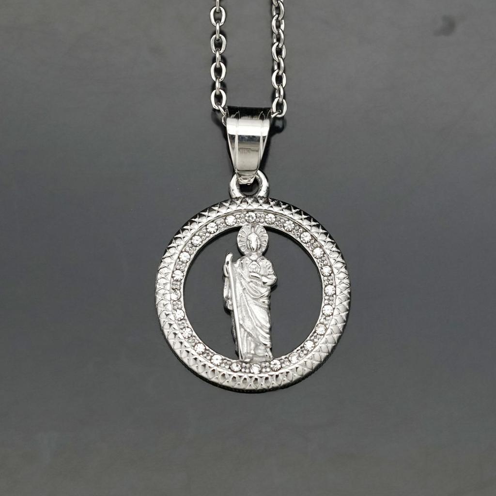 316L Stainless Steel Necklace Chain Gold Color Saint Jude Christian Jewelry Jesus Crucifix Men's Cross Pendant Gift