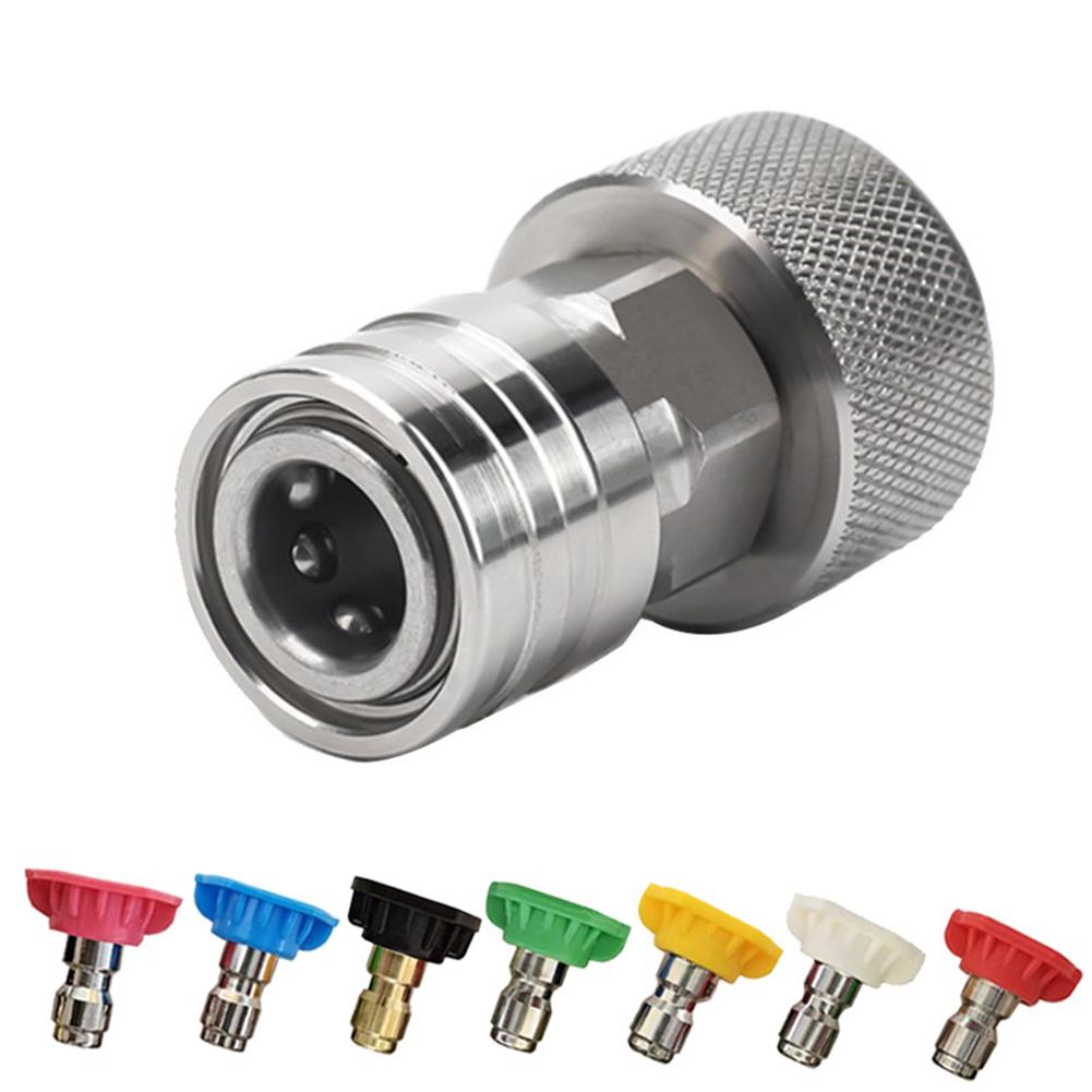 Garden Hose Adapter Stainless Steel GHT3/4 To 1/4 Quick Coupler With Nozzle Kit For Pressure Washers Simple Installation