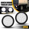 Pair 4 White Inch 12 LED Round Tail Rear Stop Brake Lights 12V Fit Truck Trailer